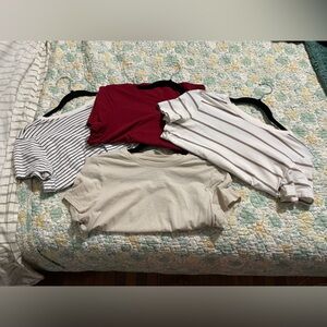 Set of Casual T-Shirts in Red, Beige, and Stripes - Bestee Tees